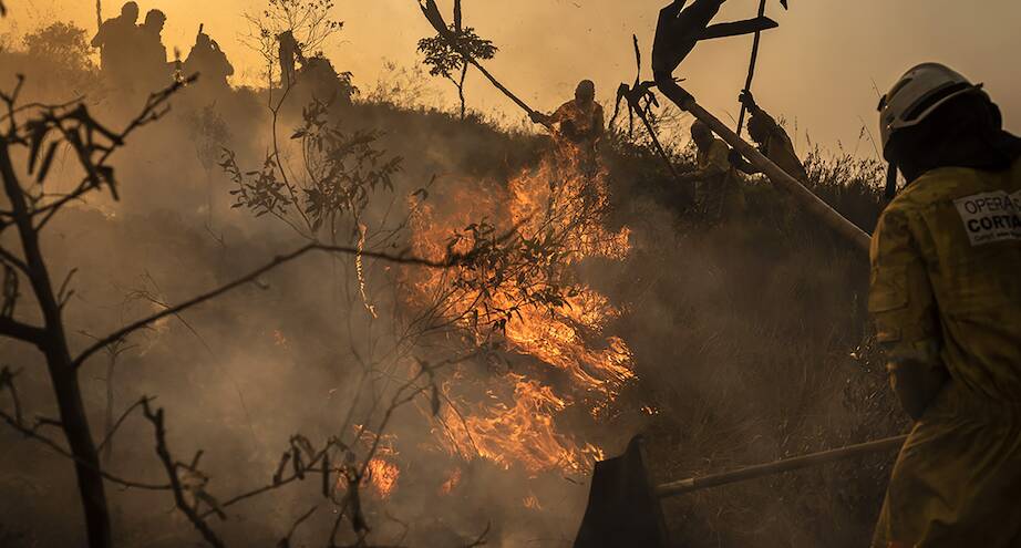 Фото дня: пожар в бразильском парке, вызванный китайским фонариком