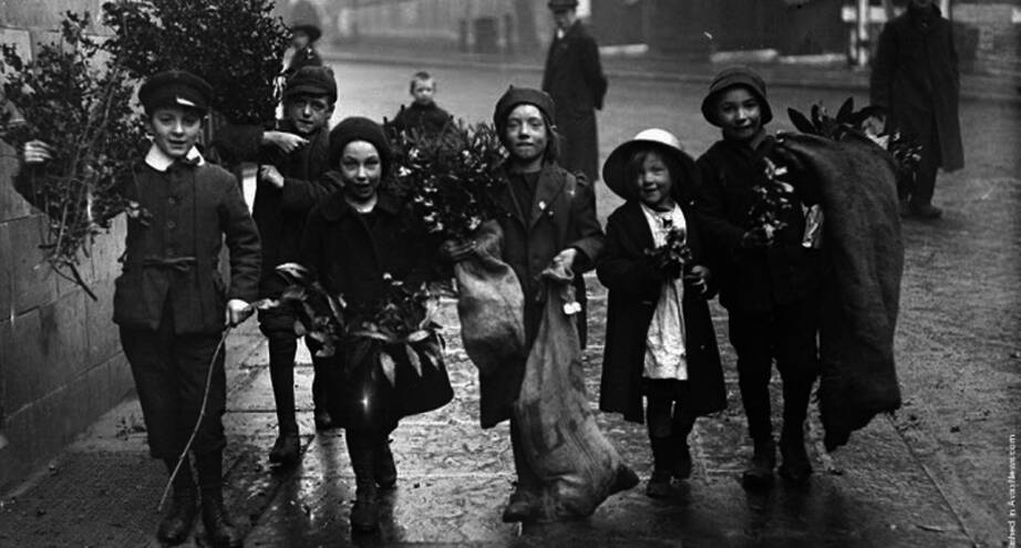 Фото дня: дети с остролистом и омелой, 1915