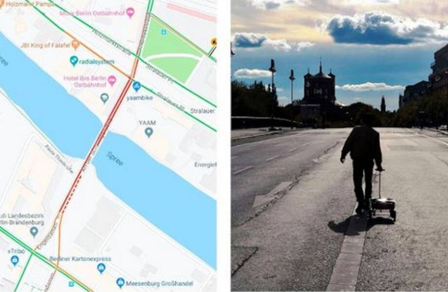 Художник создал пробки с помощью 99 смартфонов Художник создал пробки с помощью 99 смартфонов