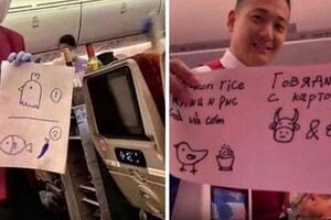 Курица или рыба: бортпроводник нарисовал меню для пассажиров,  так как не знал язык